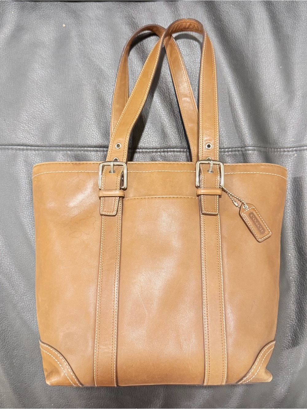 Vintage Coach Hampton Leather Shoulder Tote Bag – Camel Brown / Tan
